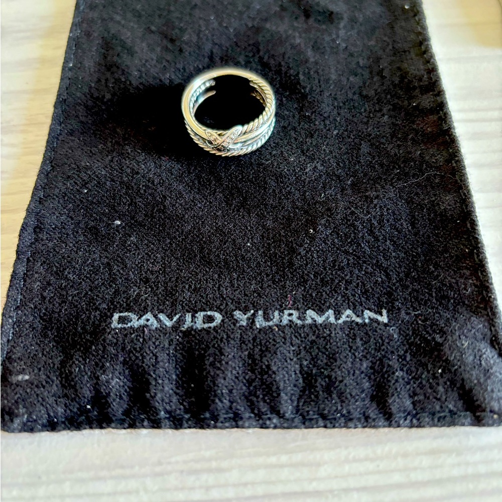 David Yurman Silver Cable Knot Ring with Braided Band